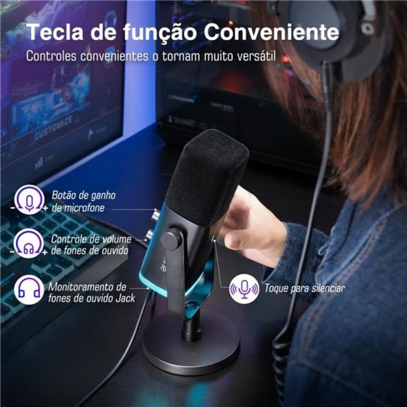 XLR/USB Dynamic Microphone for Podcast Recording,PC Computer Gaming StreamingMic - Picture 5 of 6